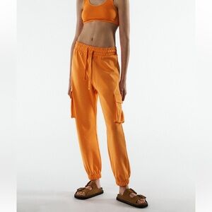 ORANGE ZARA CARGO JOGGERS